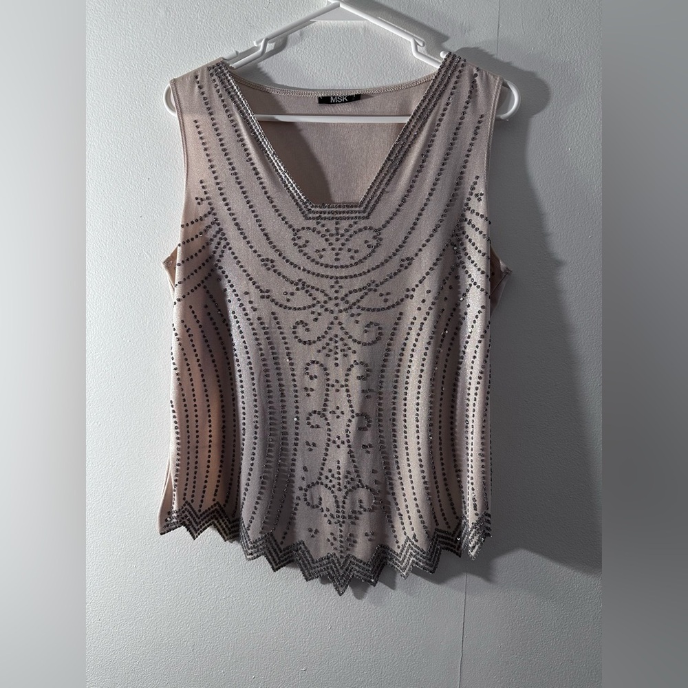 msk  Women's Beige Sleeveless Top size large